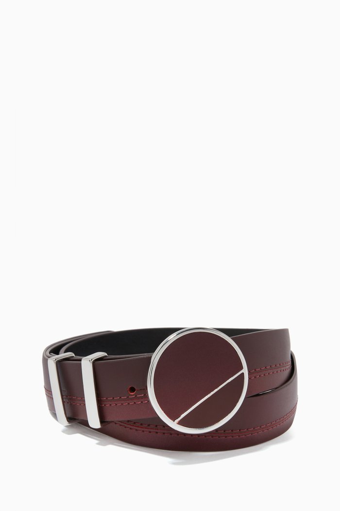 

Denver Double Textured Belt in Leather, Burgundy