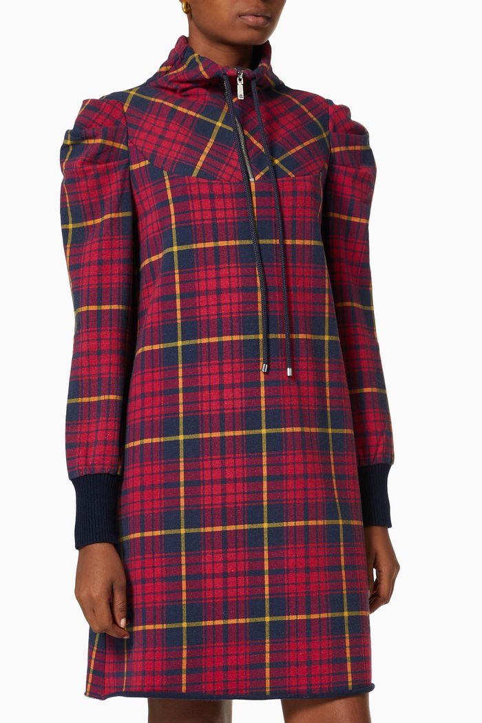 

Cono Sweatshirt Dress in Tartan Fleece, Multicolour