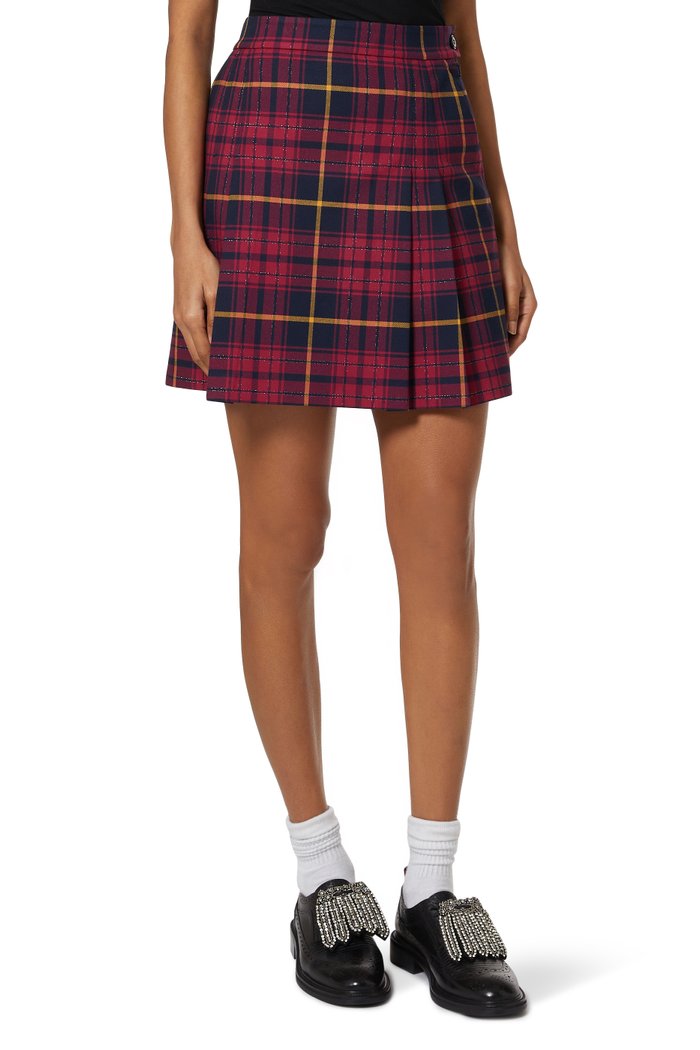 

Tevere Mini Kilt in Lame Tartan, Blue