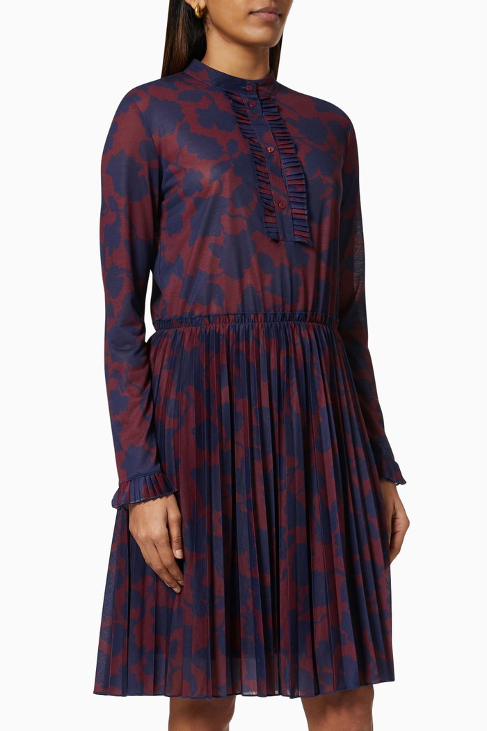 

Consuelo Stencil Flower Dress in Jersey, Burgundy