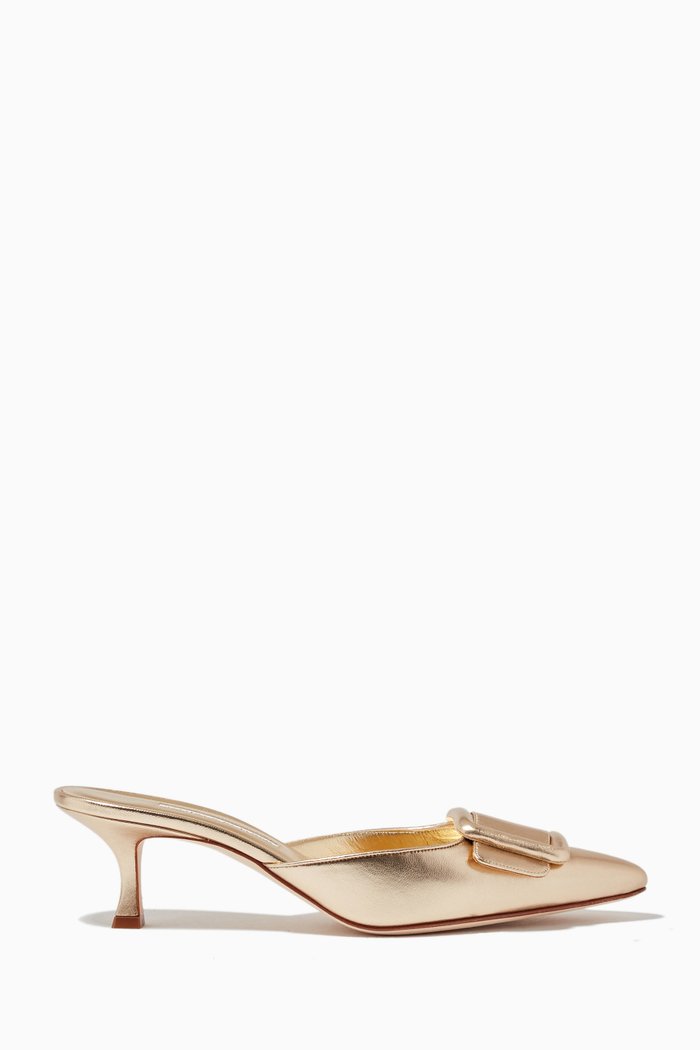

Maysale 50 Mules in Metallic Nappa, Gold