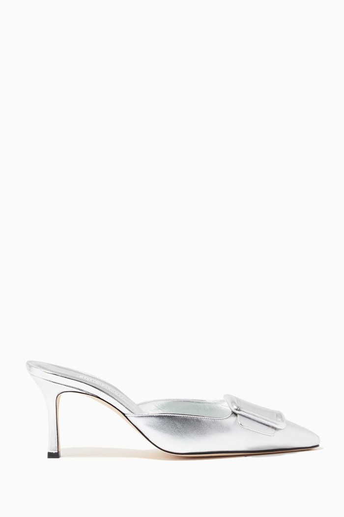 

Maysale 70 Mules in Metallic Nappa, Silver