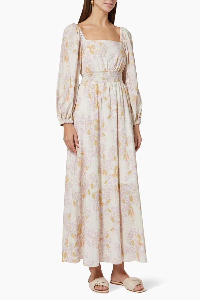 

Smocked Midi Dress in Organic Cotton & ECOVERO™, White