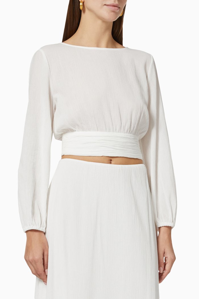 

Ruched Blouse in Organic Cotton Crinkle, White
