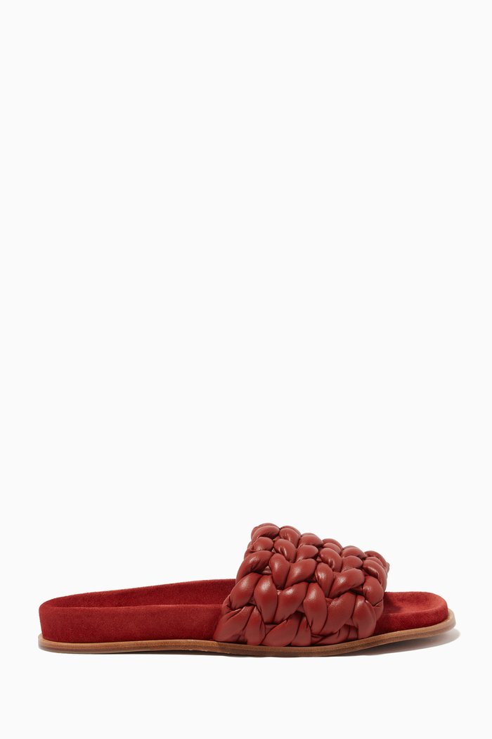 

Kacey Slides in Braided Leather, Red