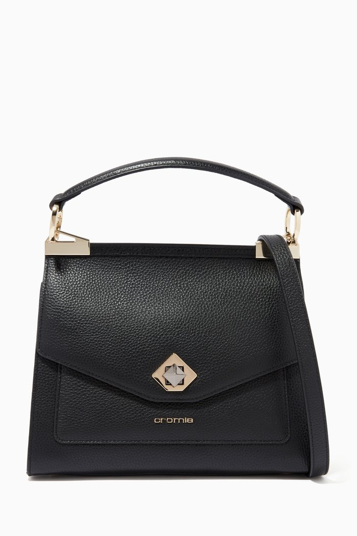 

Top Handle Bag in Grained Calfskin, Black