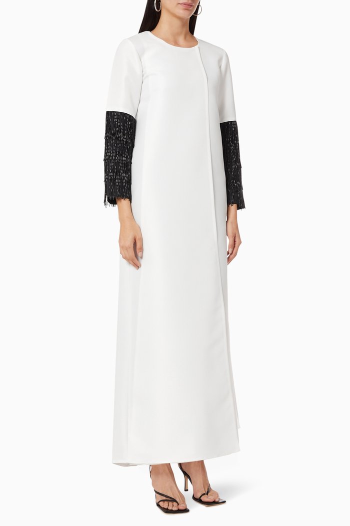 

Bead Embellished Abaya, White