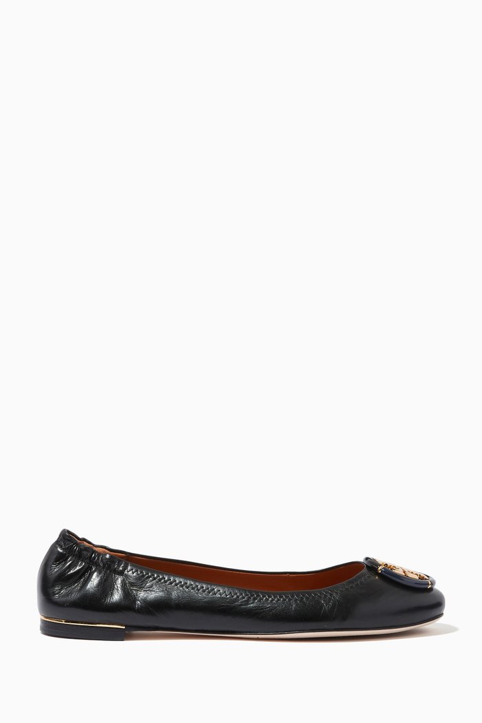 

Multi Logo Ballet Flats in Goatskin Leather, Black
