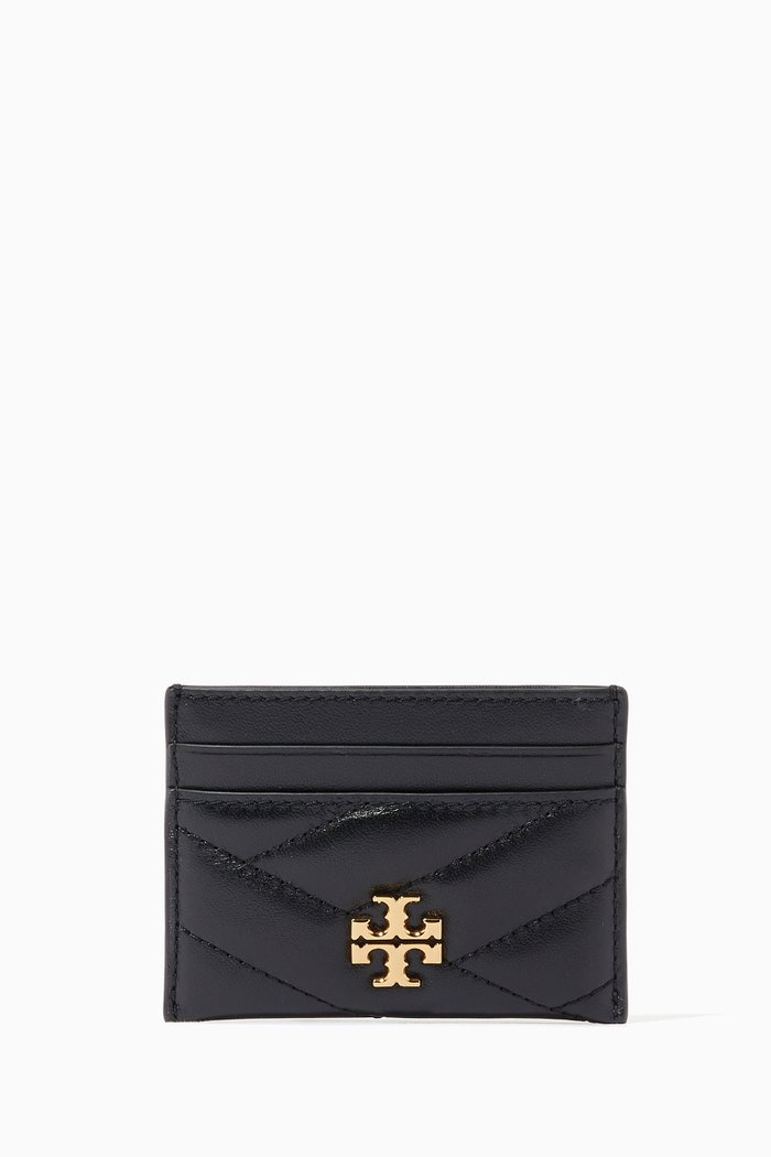 

Kira Chevron Card Case in Leather, Black