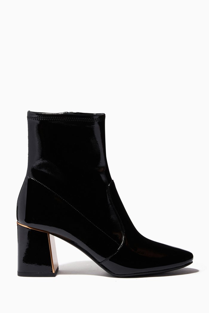 Gigi Heel Boots in Patent Leather, Black