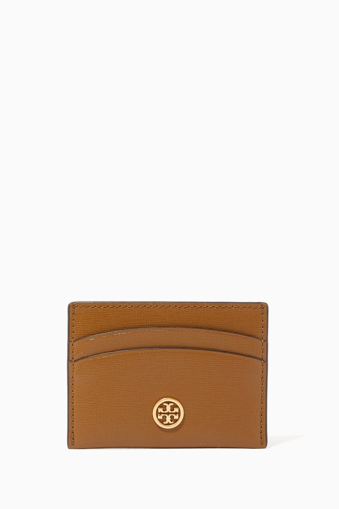 

Robinson Card Holder in Textured Leather, Brown