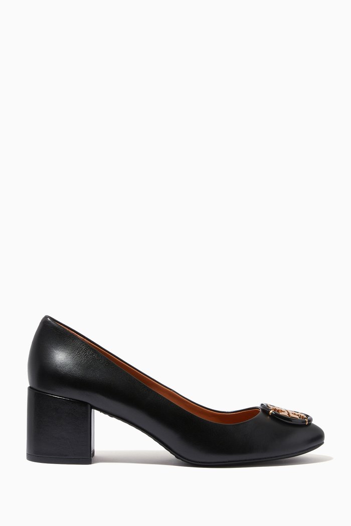 Multi Logo Pumps in Soft Goatskin Leather, Black