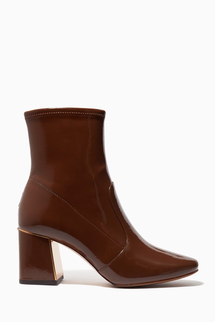 

Gigi Heel Boots in Patent Leather, Brown