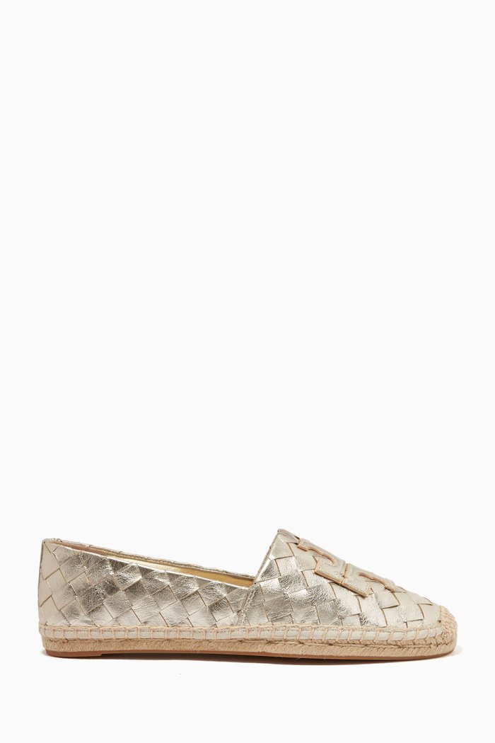 

Ines Woven Espadrille in Metallic Leather, Gold