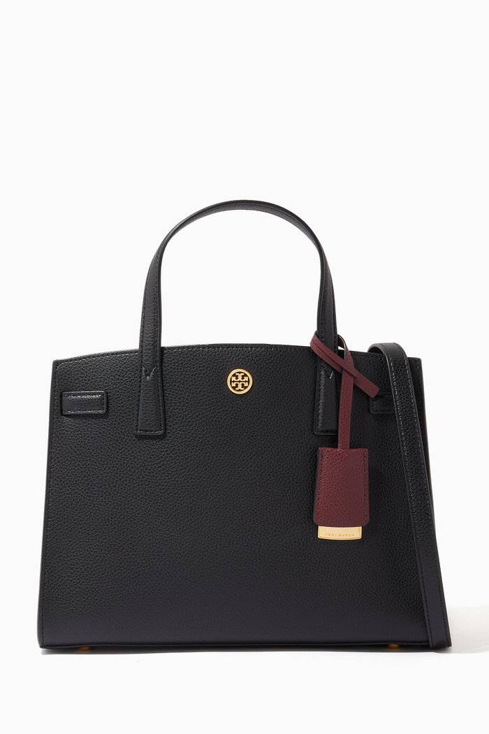 

Walker Small Satchel Bag in Leather, Black