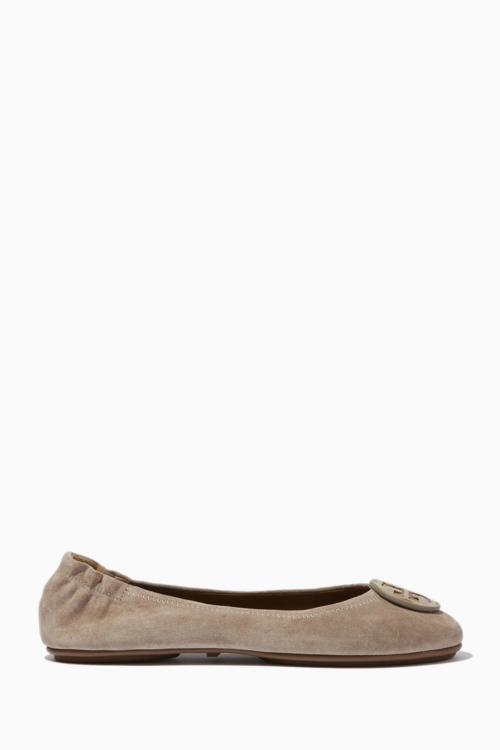 Minnie Travel Ballet Flats in Suede, Grey