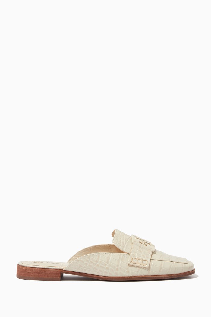 

Georgia Loafer Mules in Croc-embossed Leather, Neutral