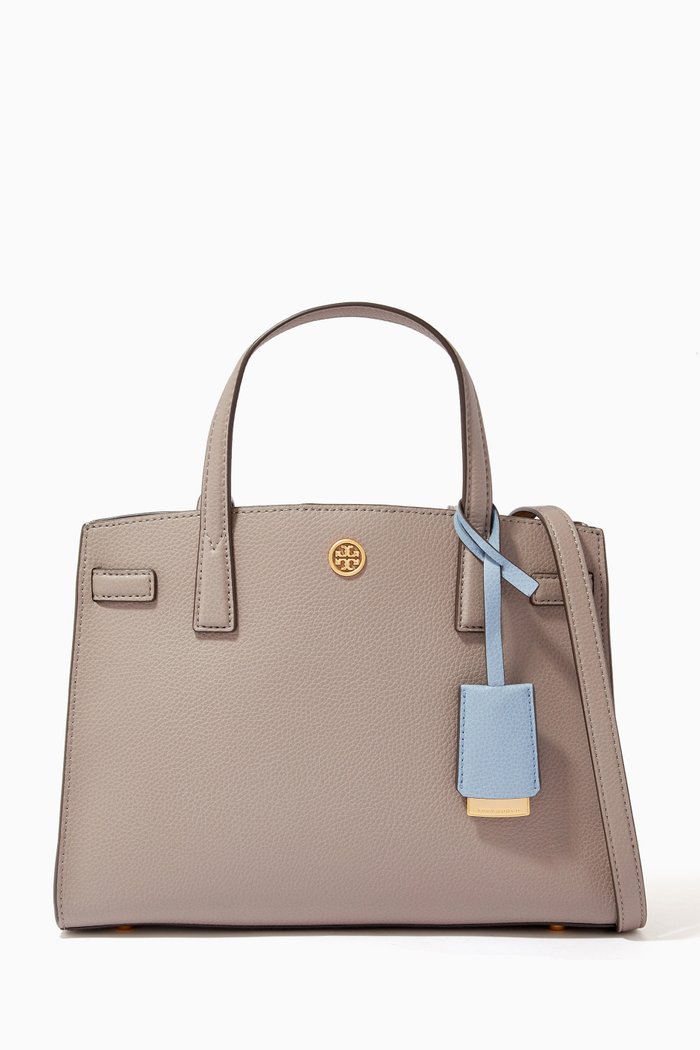 

Walker Small Satchel Bag in Leather, Grey