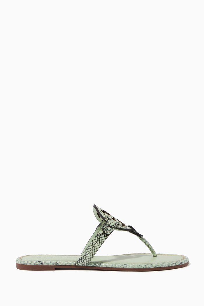 

Miller Flat Sandals in Leather, Green