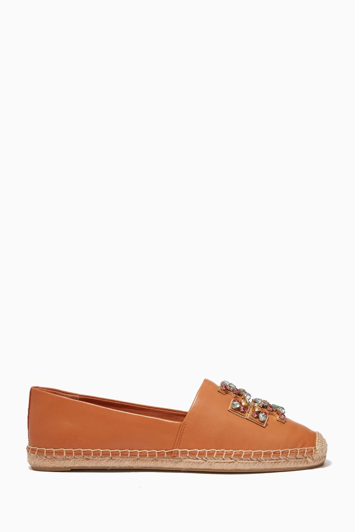 

Ines Embellished Espadrille in Leather, Brown