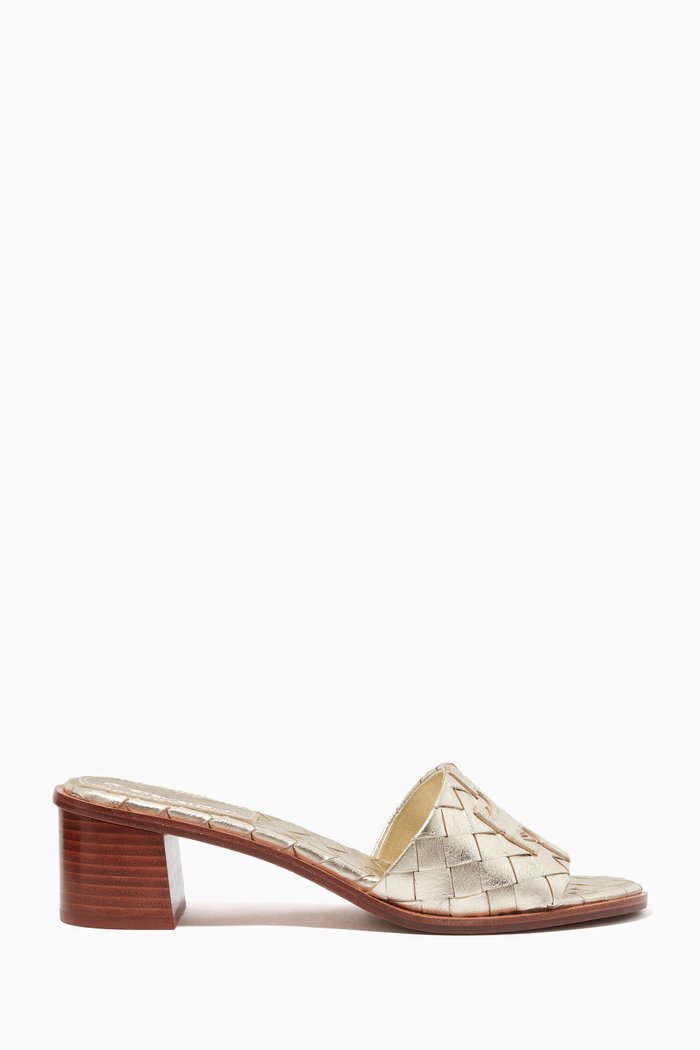 

Ines Mule Sandals in Metallic Leather, Gold