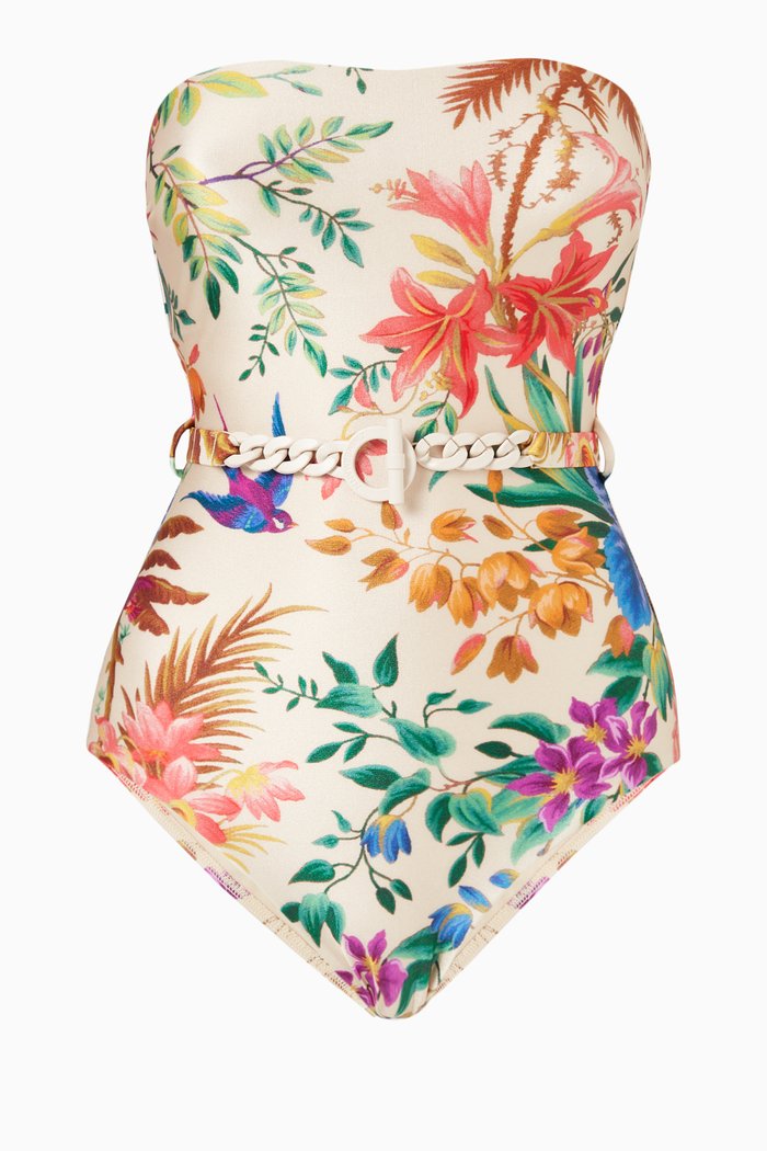 

Tropicana Chain Belt One Piece Swimsuit, Neutral