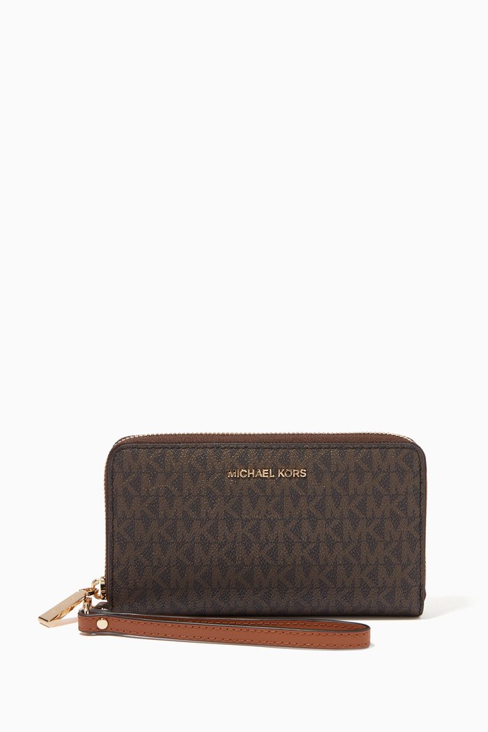 

Travel Wristlet in Logo Canvas, Brown