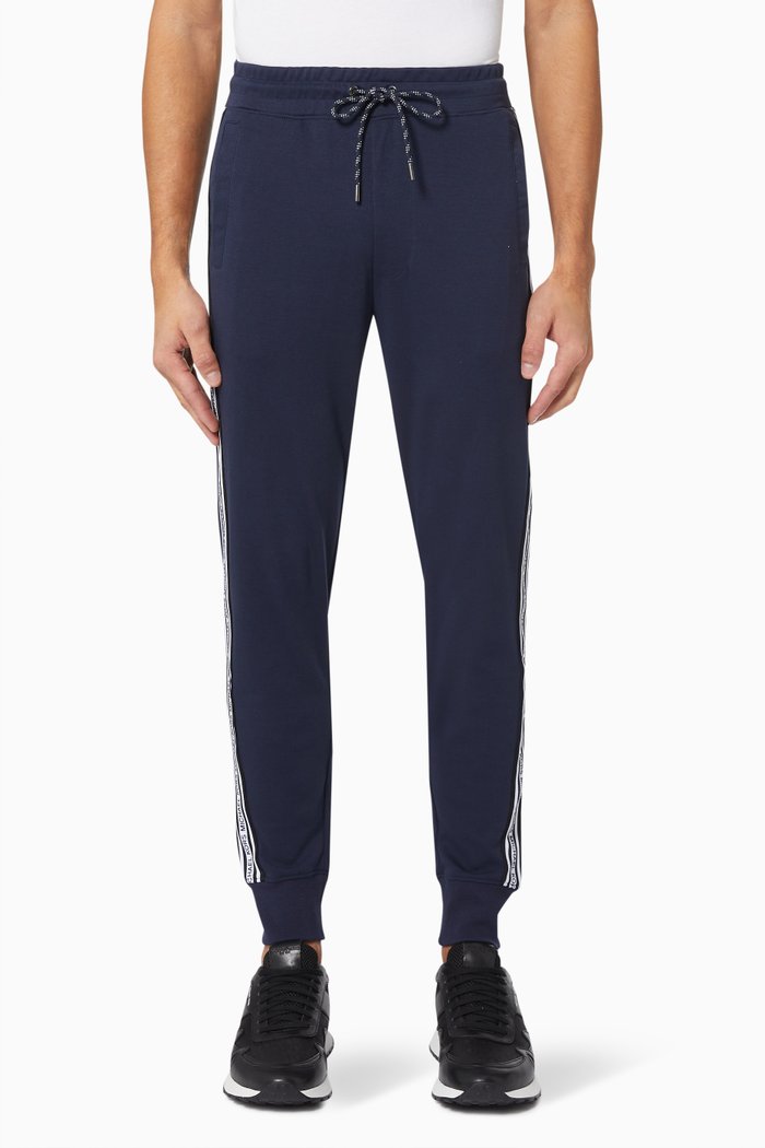 

Logo Tape Joggers in Cotton Blend, Blue