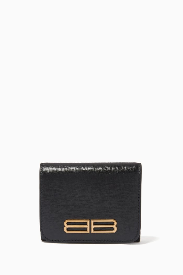 

Gossip Mini Wallet in Stripe Embossed Calfskin, Black