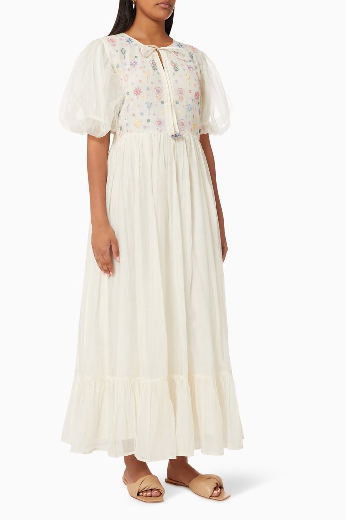 

Alora Maxi Dress in Cotton Silk Blend, Neutral