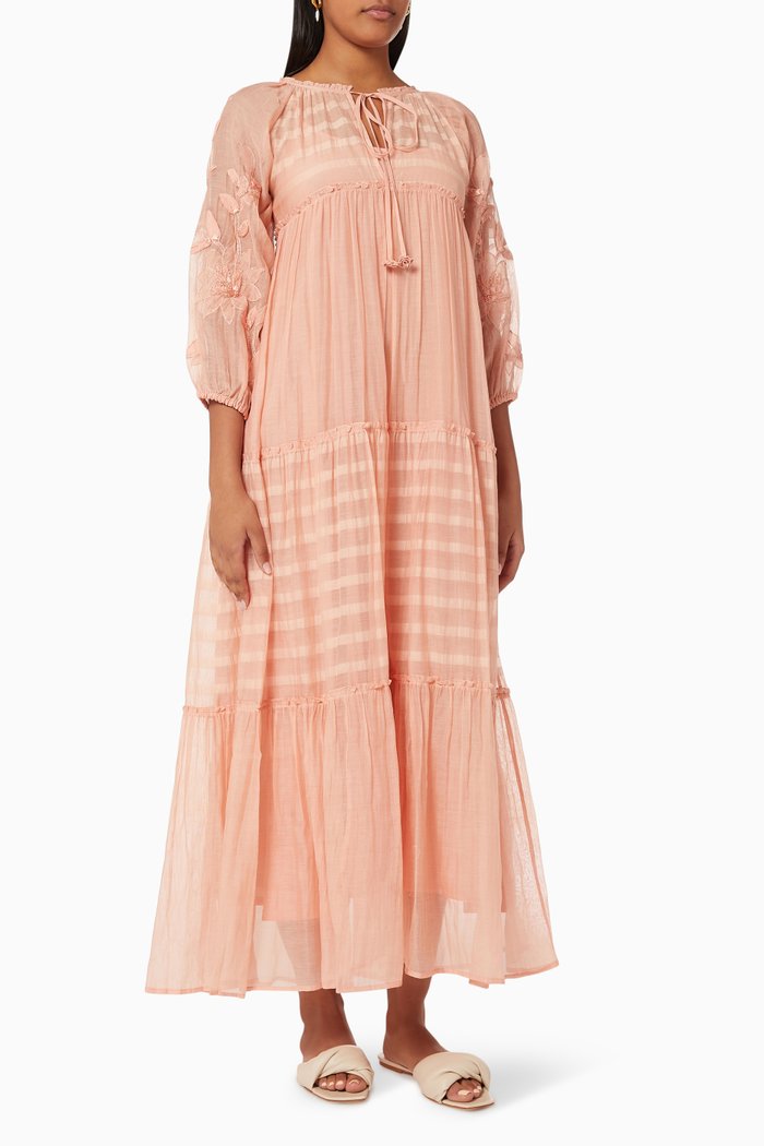 

Abby Maxi Dress in Cotton Silk Blend, Pink