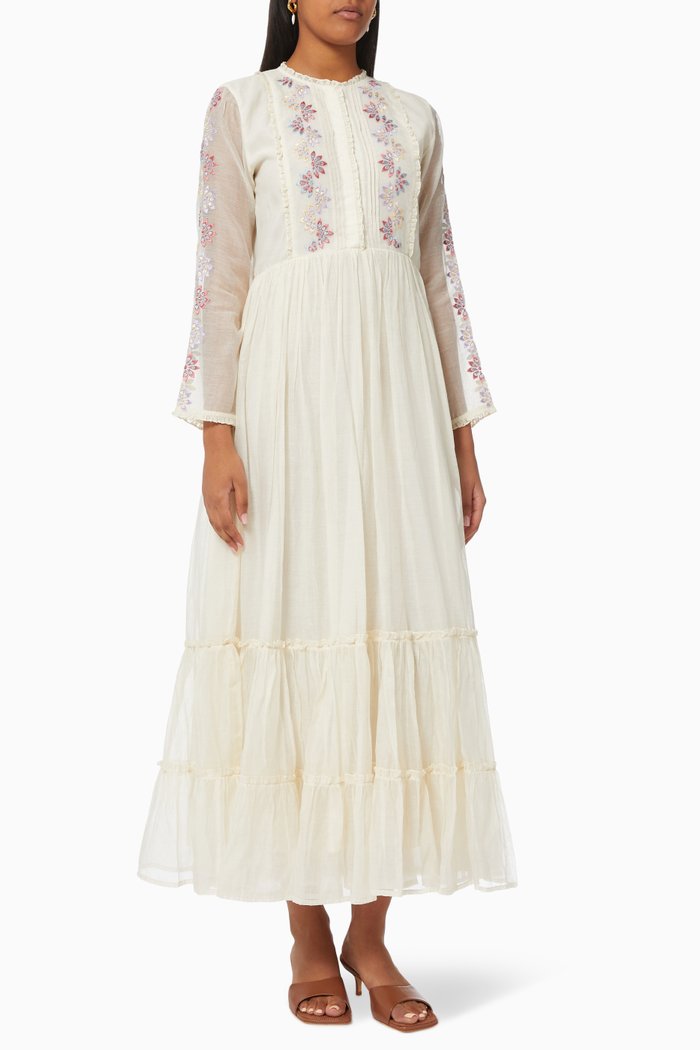 

Brittany Maxi Dress in Cotton Silk Blend, Neutral