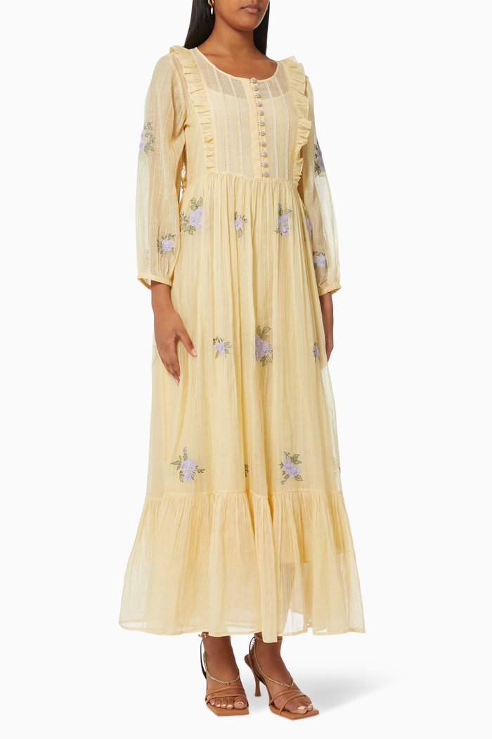 

Meghan Maxi Dress in Cotton Silk Blend, Yellow