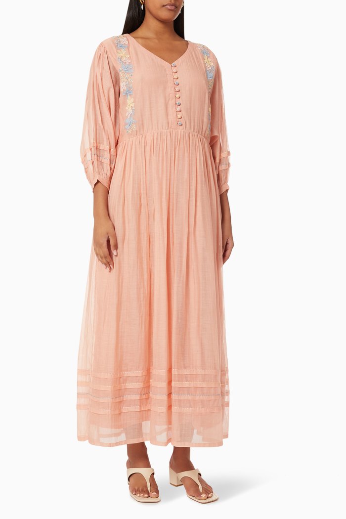 

Candice Maxi Dress in Cotton Silk Blend, Pink