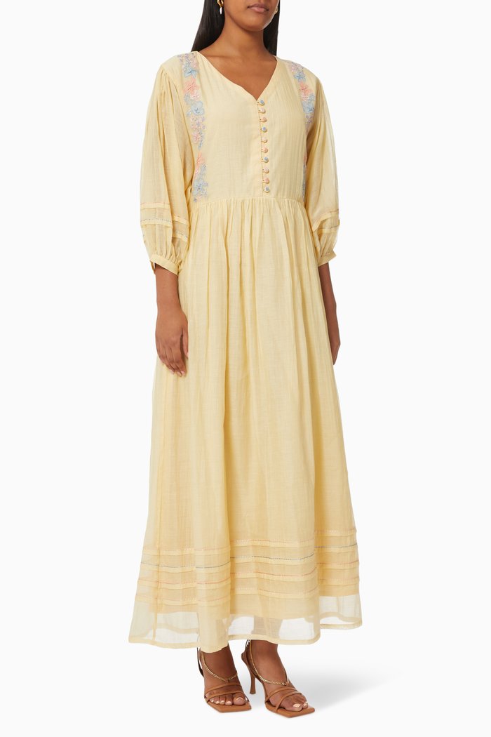 

Candice Maxi Dress in Cotton Silk Blend, Yellow
