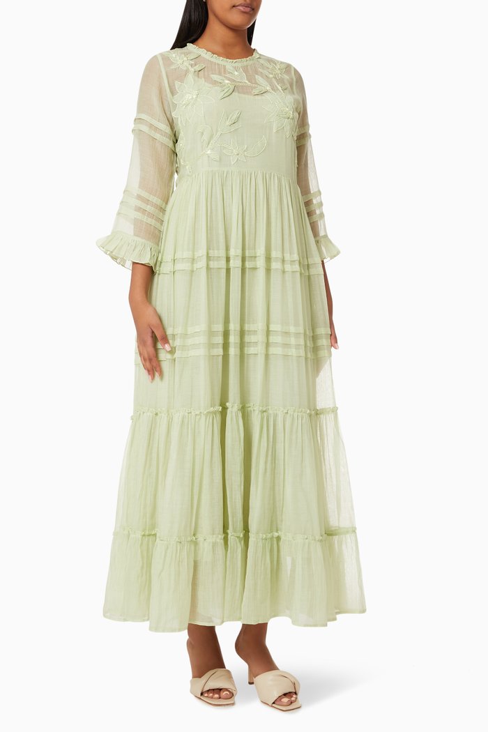 

Lorel Maxi Dress in Cotton Silk Blend, Green