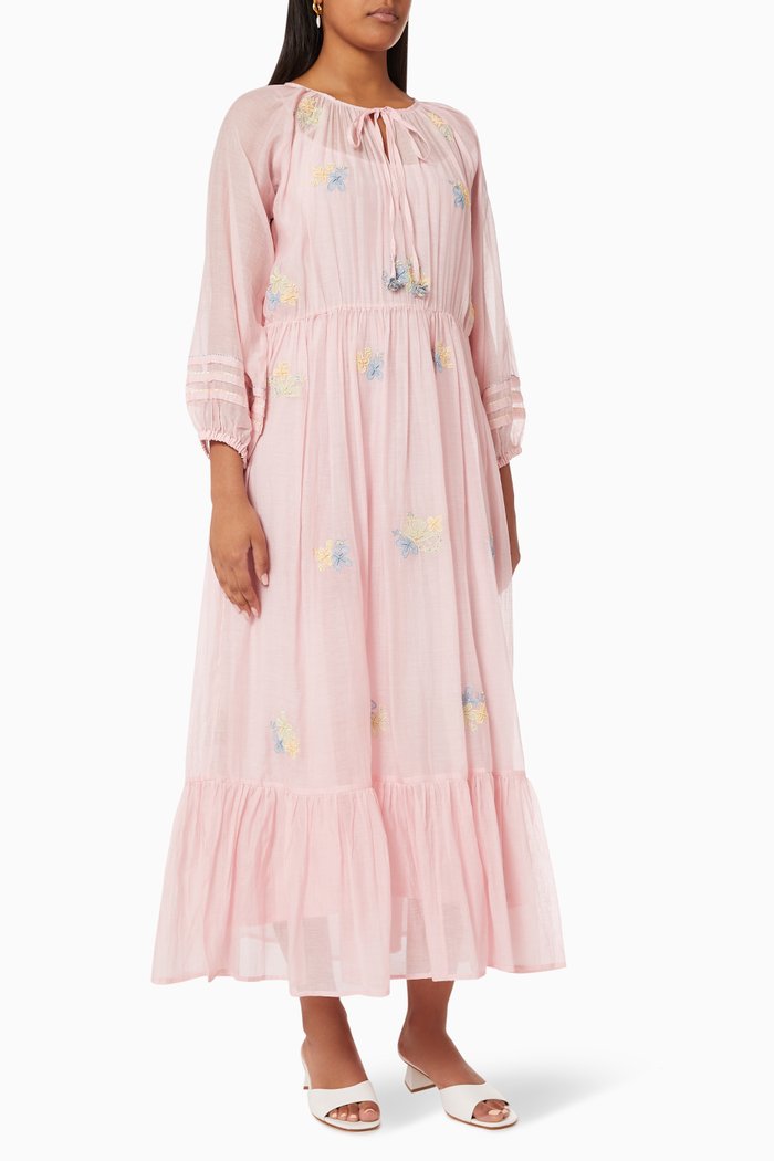 

Abella Maxi Dress in Cotton Silk Blend, Pink