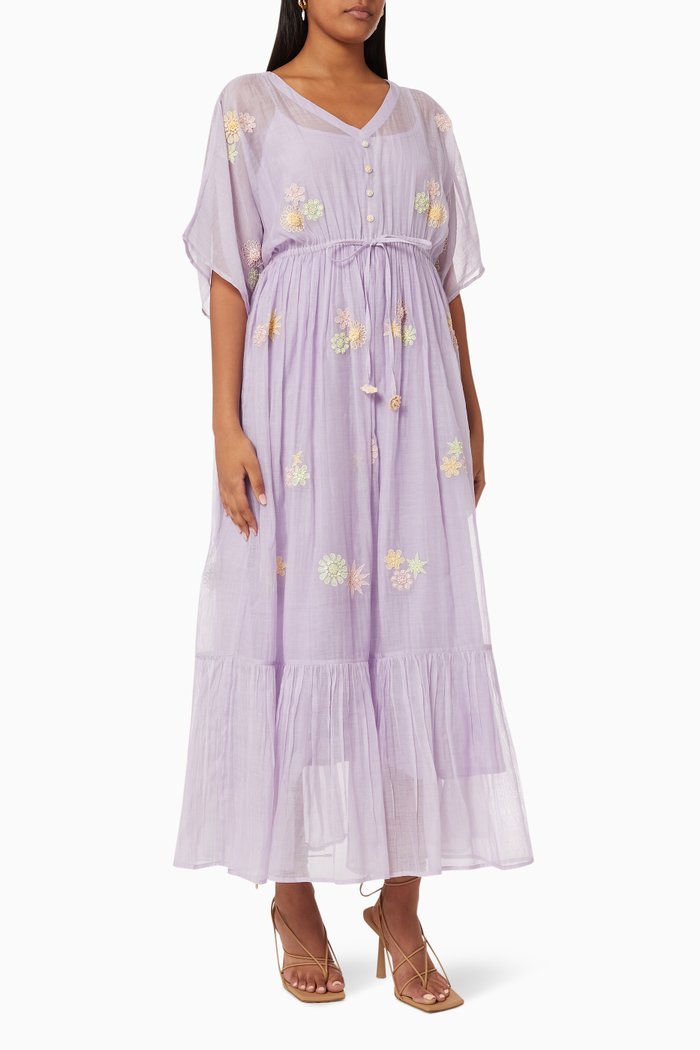 

Lilian Maxi Dress in Cotton Silk Blend, Purple