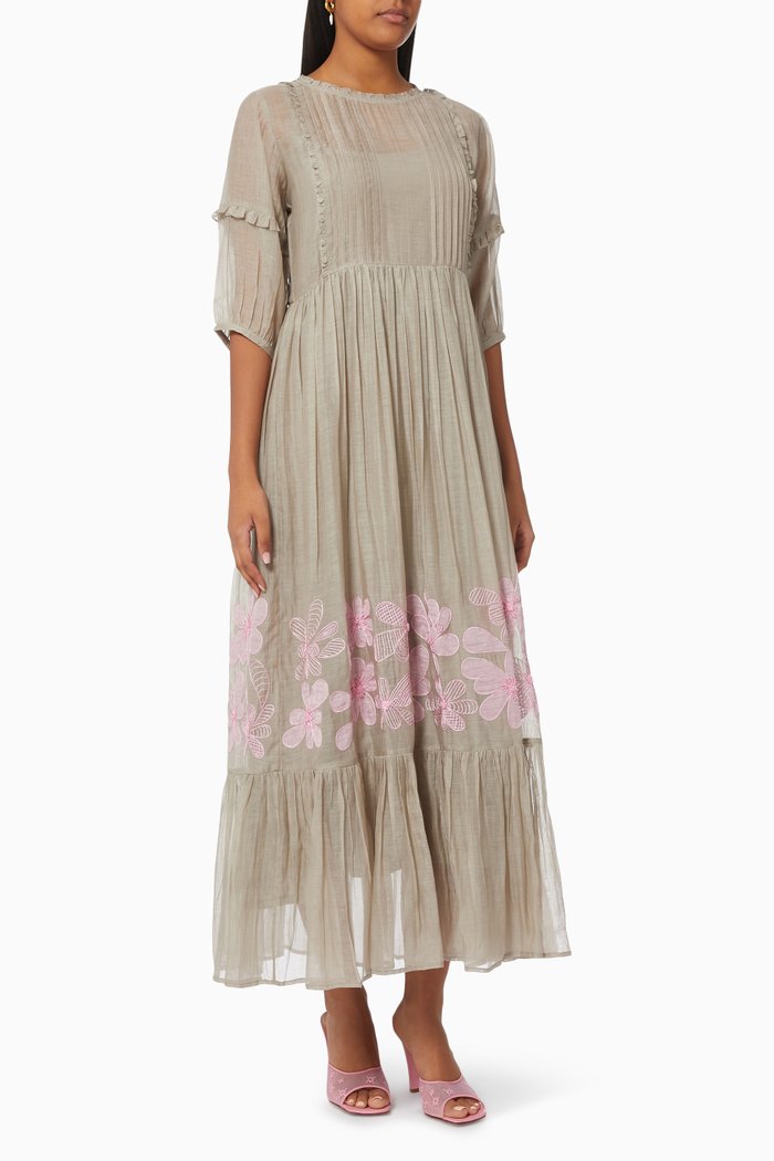 

Joyce Maxi Dress in Cotton Silk Blend, Grey