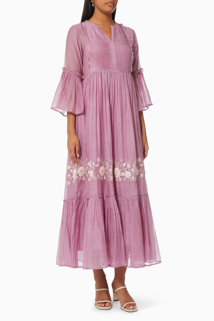 

Joy Maxi Dress in Cotton Silk Blend, Purple
