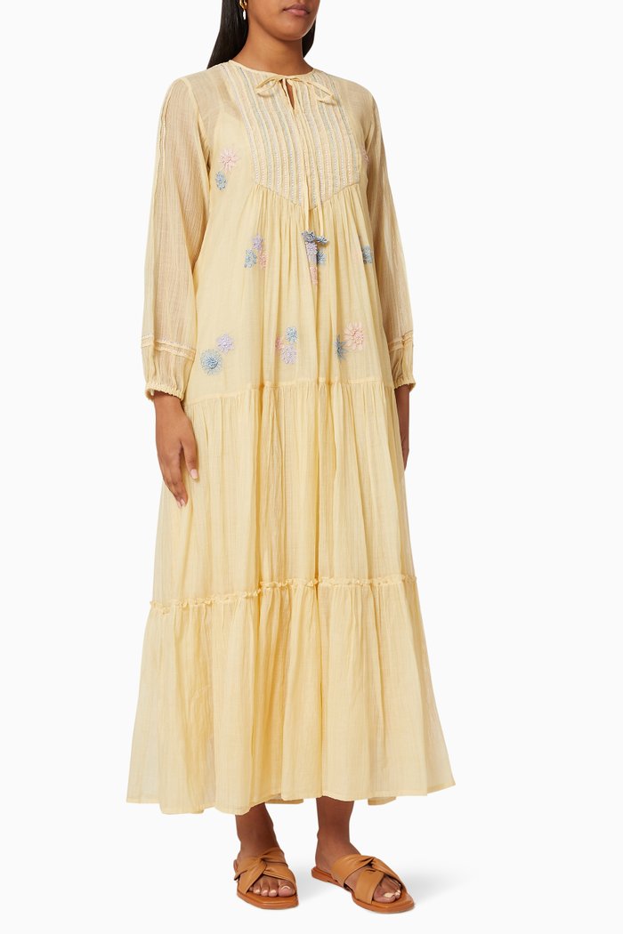 

Meryl Maxi Dress in Cotton Silk Blend, Yellow