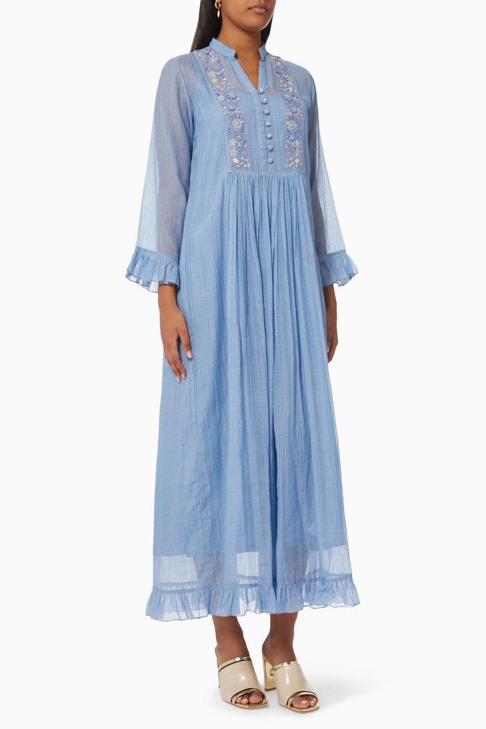 

Sasi Midi Dress in Cotton Silk Blend, Blue