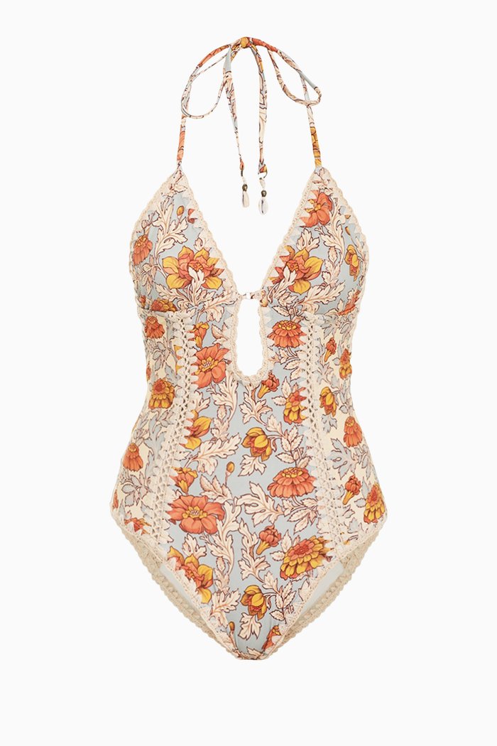

Andie Keyhole Crochet One Piece Swimsuit, Multicolour