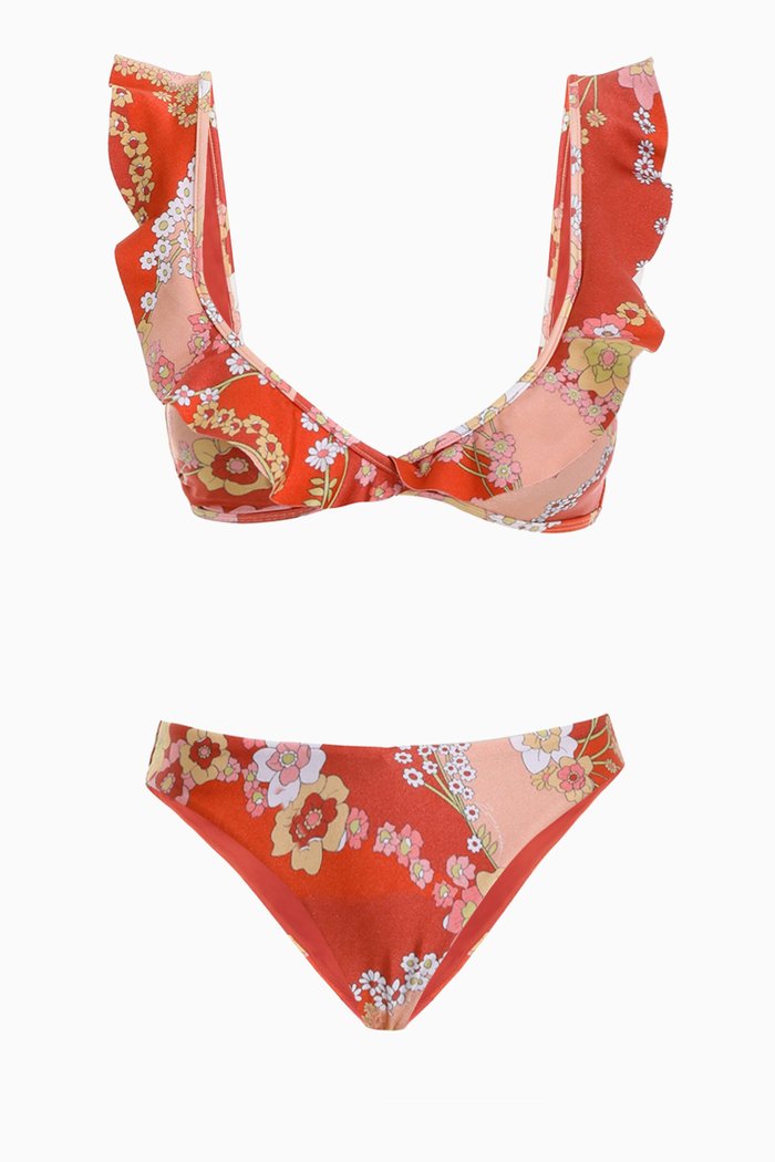 

Lola Waterfall Frill Bikini, Red