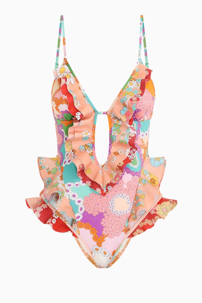 

Lola Waterfall Frill One Piece Swimsuit, Multicolour