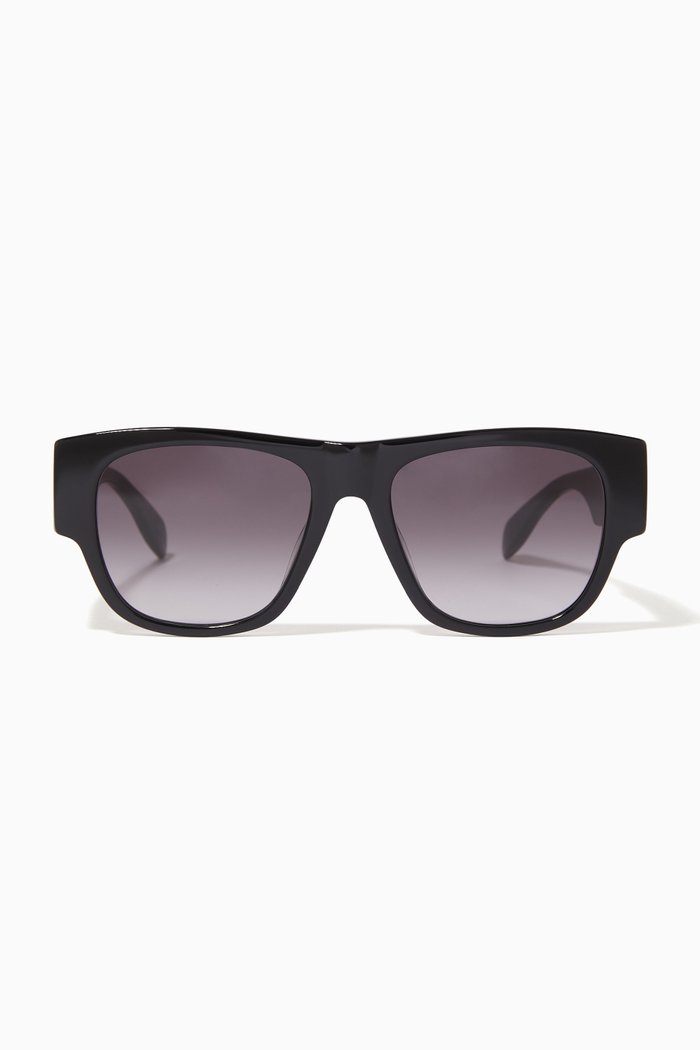 

McQueen Graffiti Square Sunglasses, Black