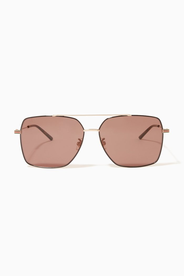 

Low Nose Bridge Sunglasses in Metal, Gold
