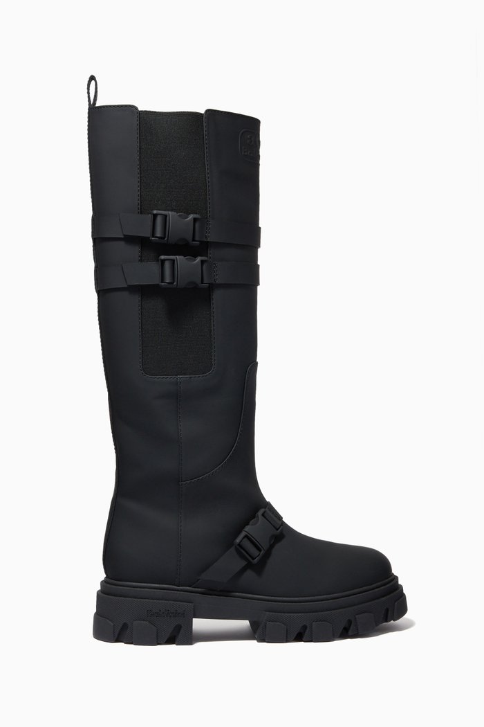 

Knee High Boots in Rubberised Calfskin, Black