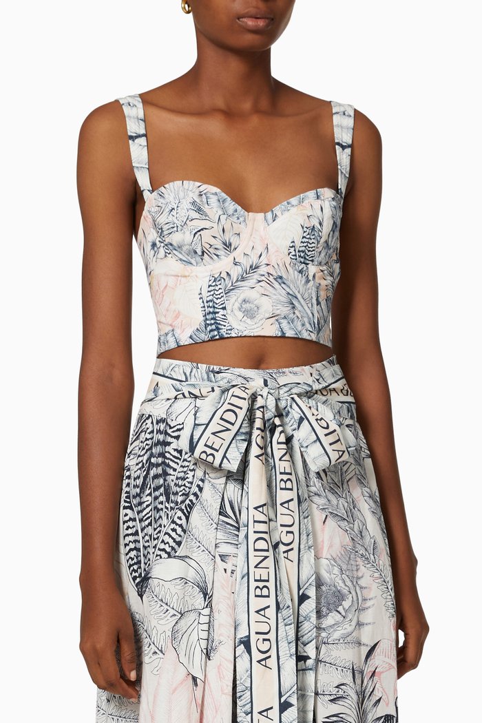 

Lupe Crop Top in Linen Blend, Blue