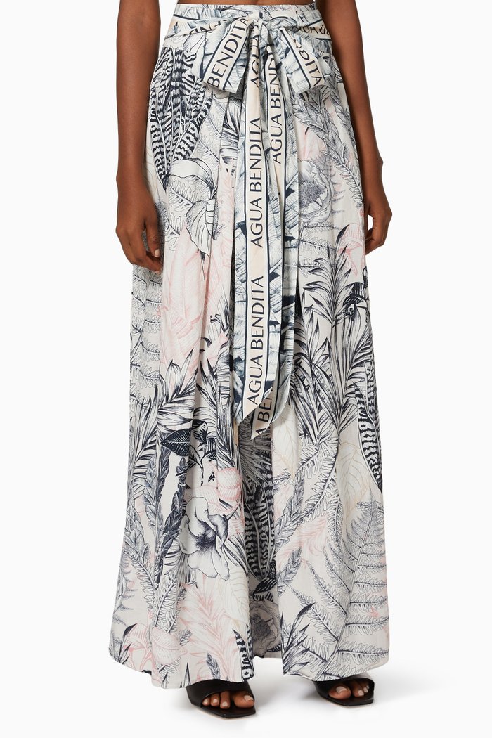 

Lee Wide Leg Pants in Linen Blend, Blue